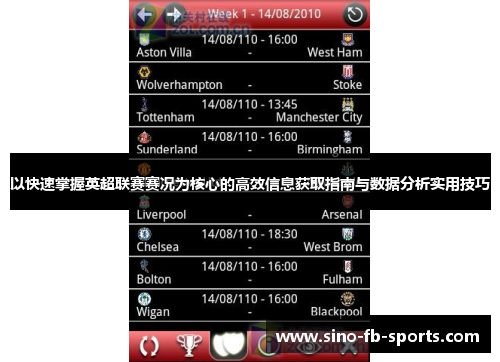 以快速掌握英超联赛赛况为核心的高效信息获取指南与数据分析实用技巧